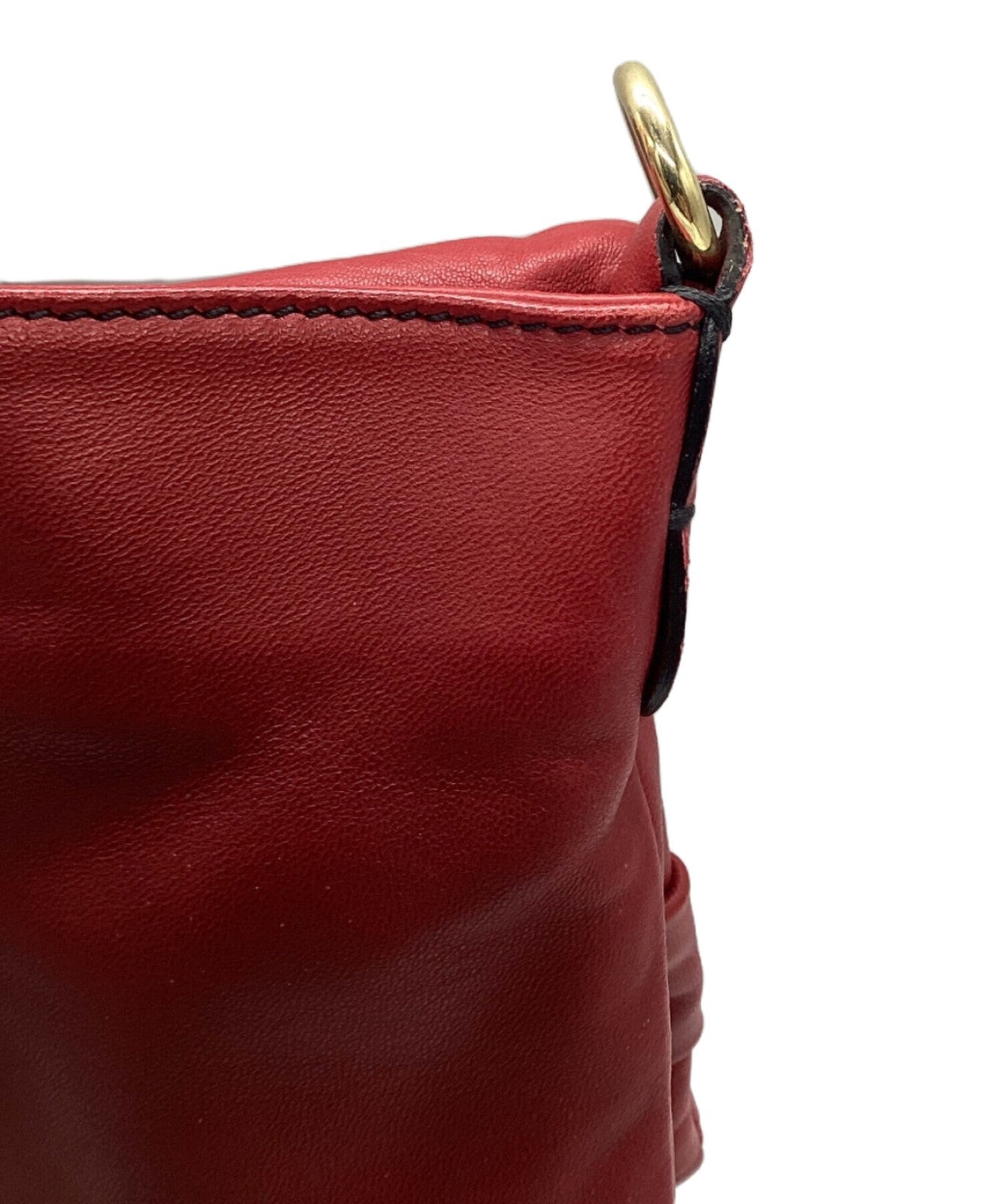 Valentino Garavani Shoulder Bag Purse Ribbon motif clutch one shoulder Red Auth