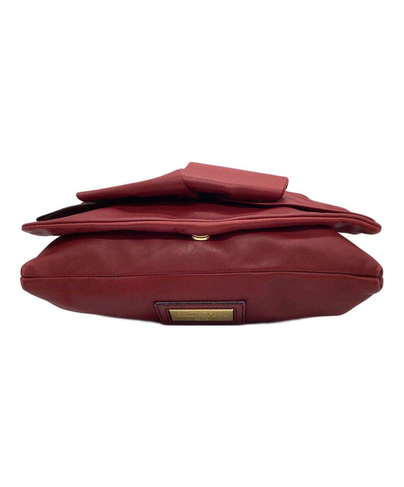 Valentino Garavani Shoulder Bag Purse Ribbon motif clutch one shoulder Red Auth