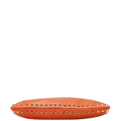 Valentino Clutch Bag Second Bag Rockstuds Leather Orange Authentic