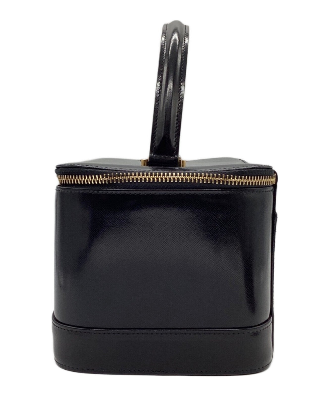 VERSACE Vanity Bag Hand Bag Tote Purse Sunburst Black Authentic