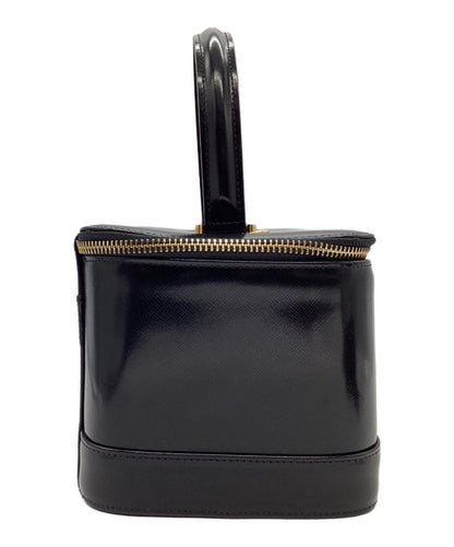VERSACE Vanity Bag Hand Bag Tote Purse Sunburst Black Authentic