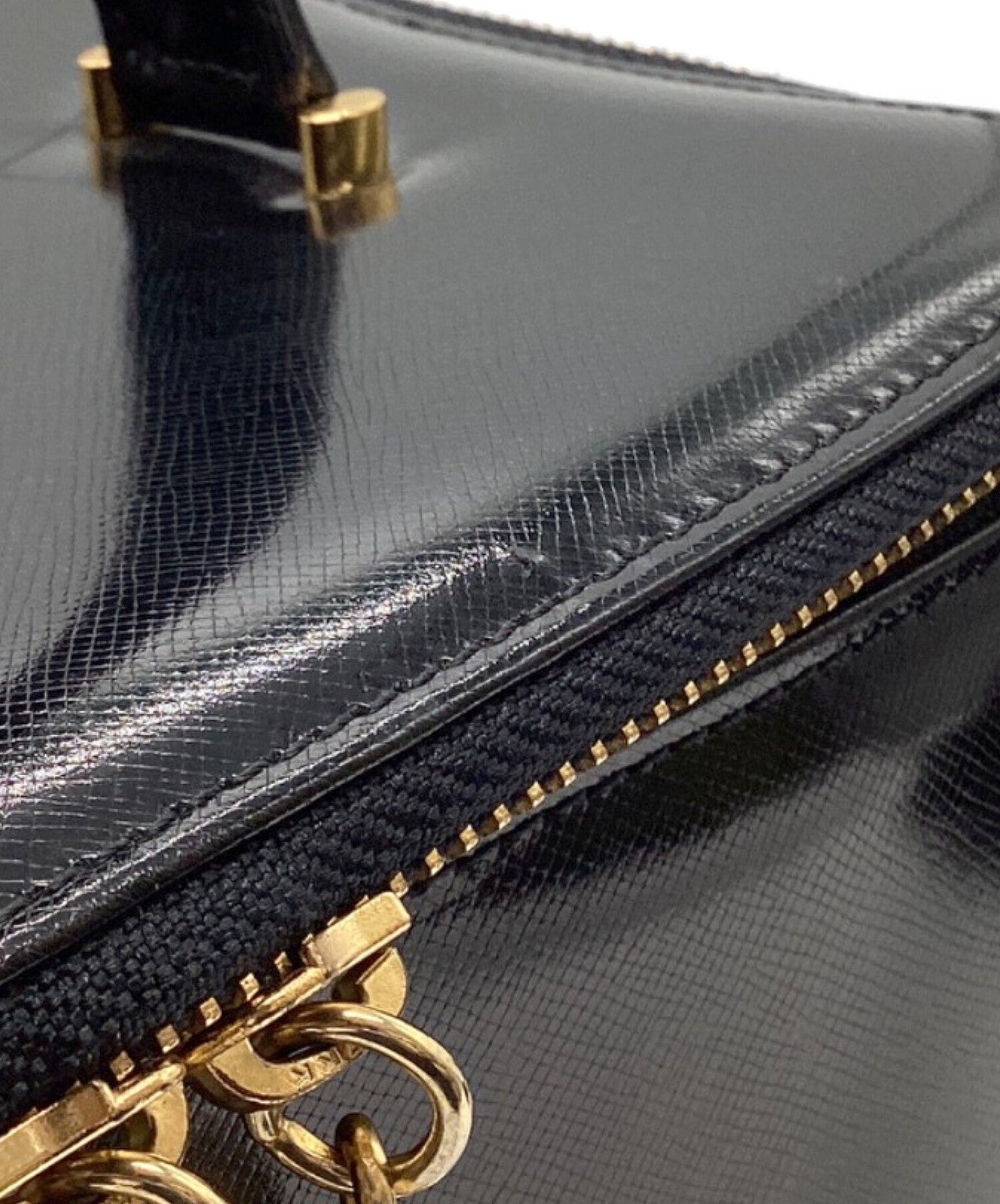 VERSACE Vanity Bag Hand Bag Tote Purse Sunburst Black Authentic