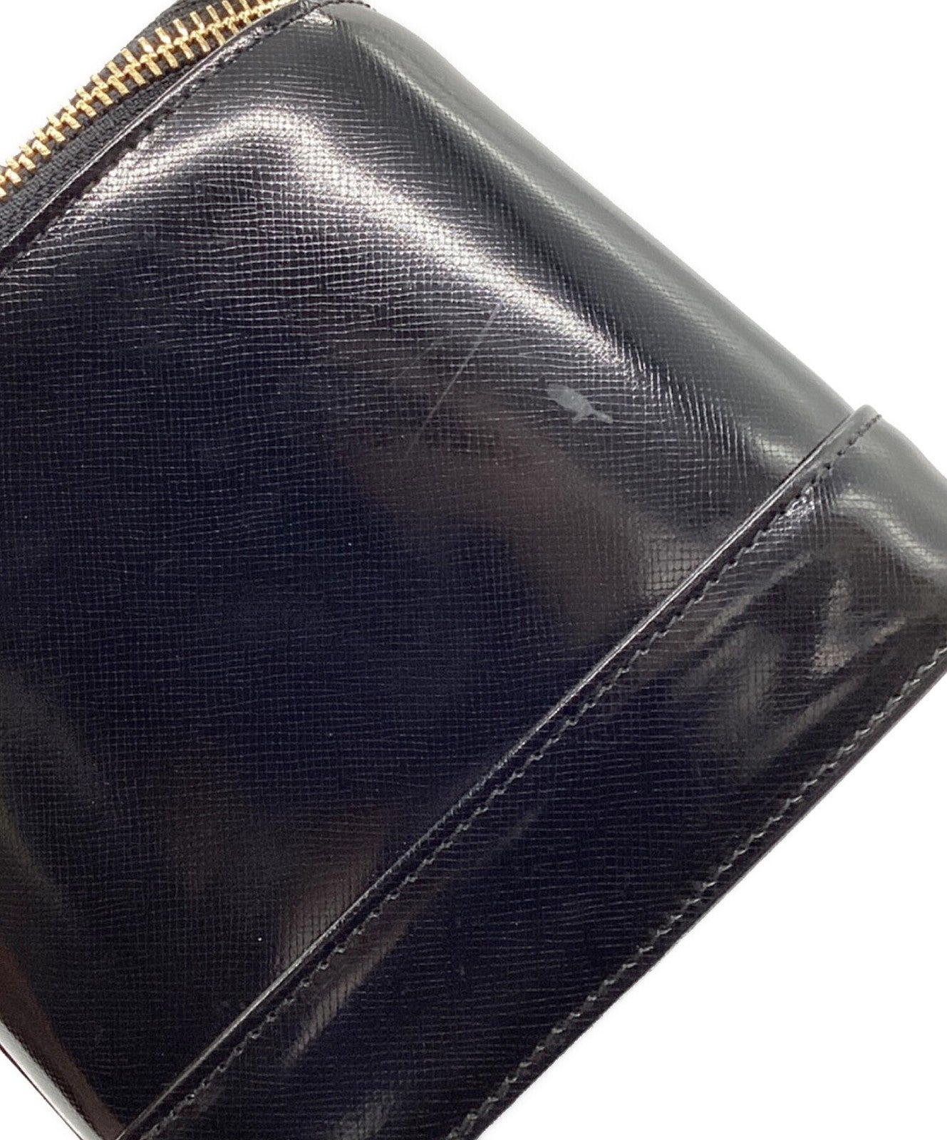 VERSACE Vanity Bag Hand Bag Tote Purse Sunburst Black Authentic
