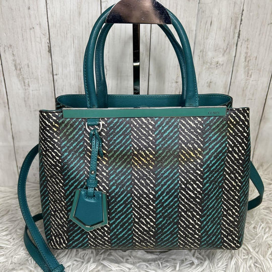 FENDI Shoulder Bag Purse 2Jours Green Blue Authentic