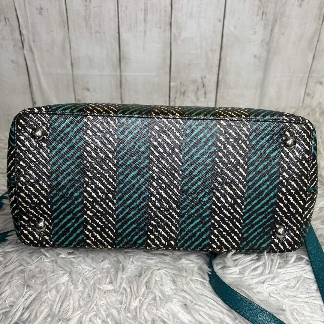 FENDI Shoulder Bag Purse 2Jours Green Blue Authentic