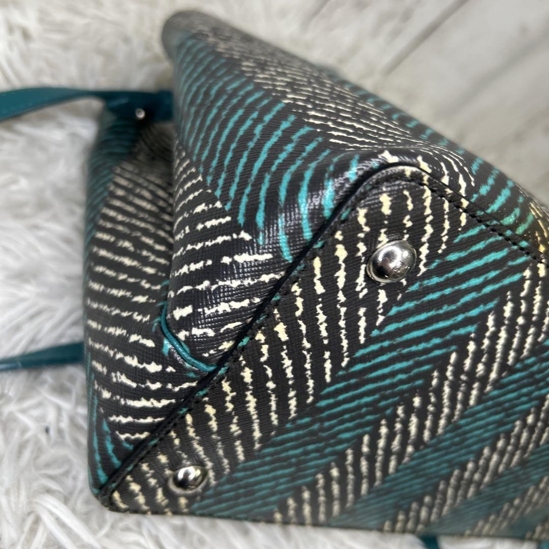 FENDI Shoulder Bag Purse 2Jours Green Blue Authentic