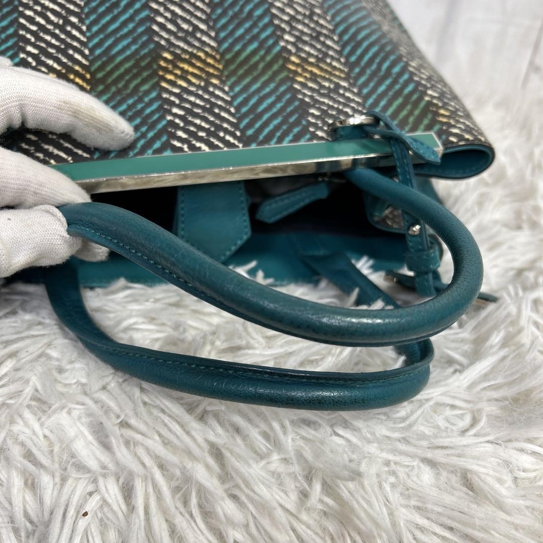 FENDI Shoulder Bag Purse 2Jours Green Blue Authentic