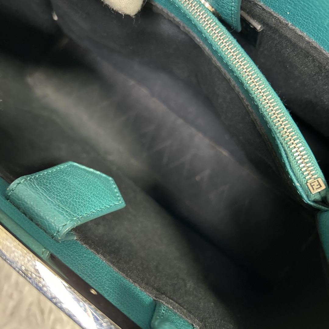FENDI Shoulder Bag Purse 2Jours Green Blue Authentic