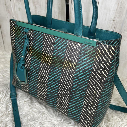 FENDI Shoulder Bag Purse 2Jours Green Blue Authentic