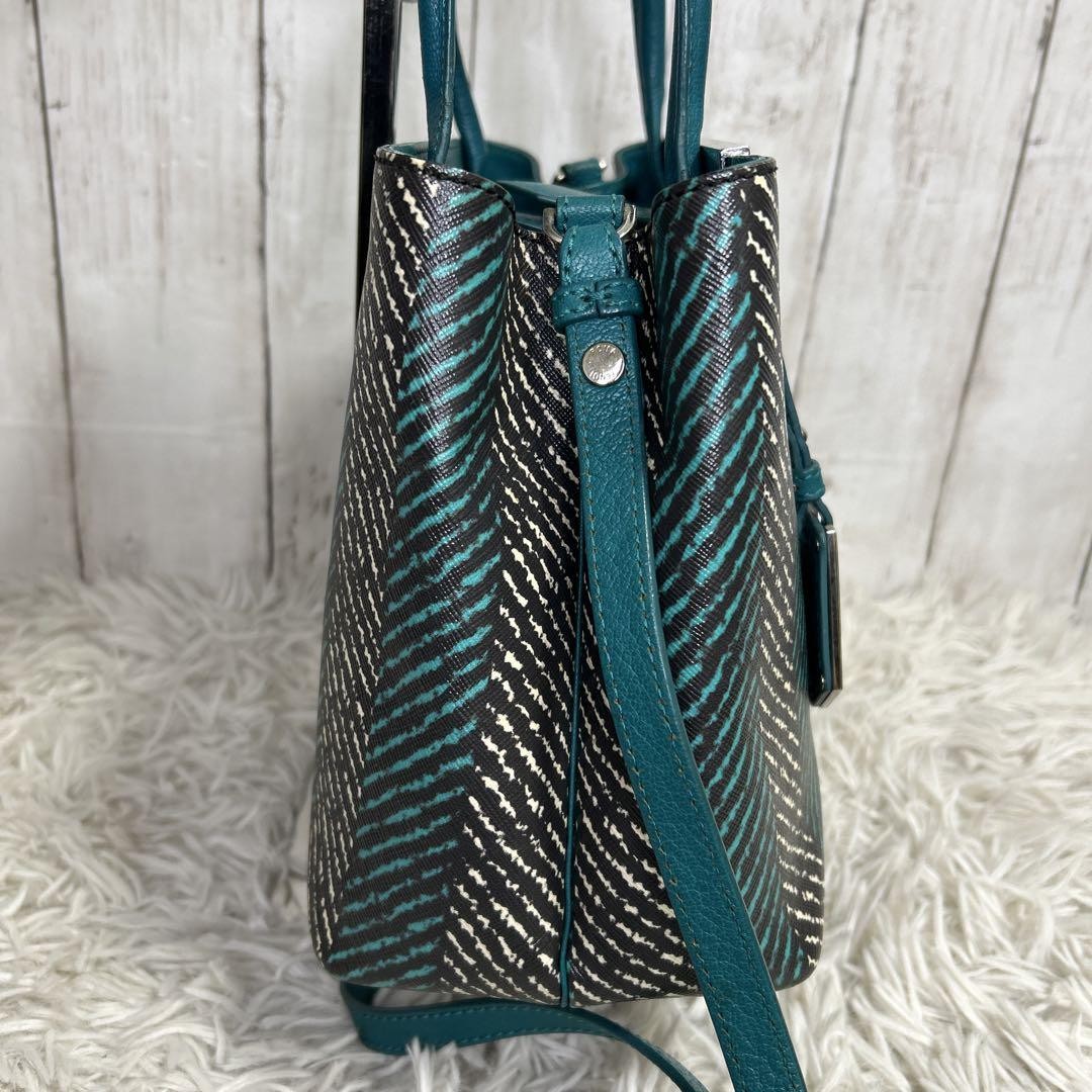 FENDI Shoulder Bag Purse 2Jours Green Blue Authentic