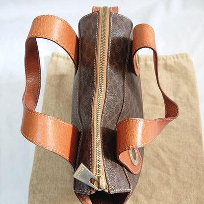 CELINE Macadam Purse Handbags tote bag shoulder bag Leather PVC Brown Beige Auth