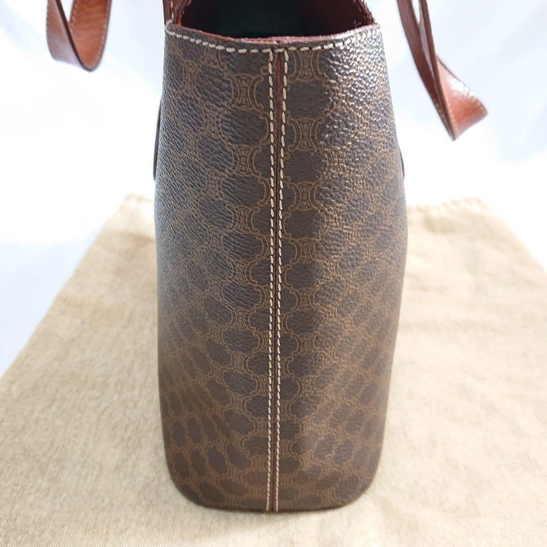CELINE Macadam Purse Handbags tote bag shoulder bag Leather PVC Brown Beige Auth
