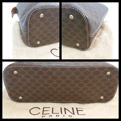 CELINE Macadam Purse Handbags tote bag shoulder bag Leather PVC Brown Beige Auth