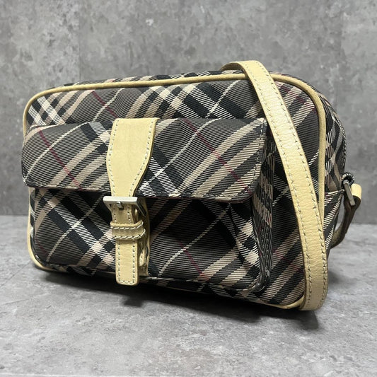 BURBERRY BLUE LABEL Shoulder Bag Purse Nova Check Gray Pink Authentic