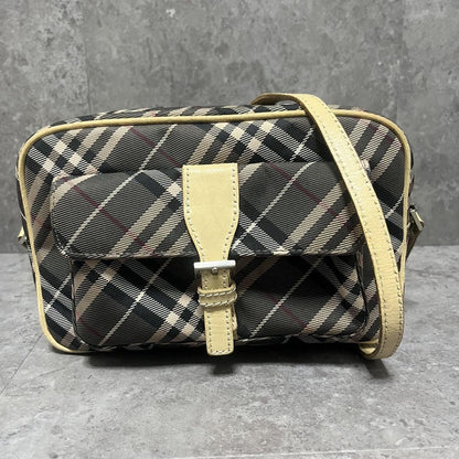BURBERRY BLUE LABEL Shoulder Bag Purse Nova Check Gray Pink Authentic