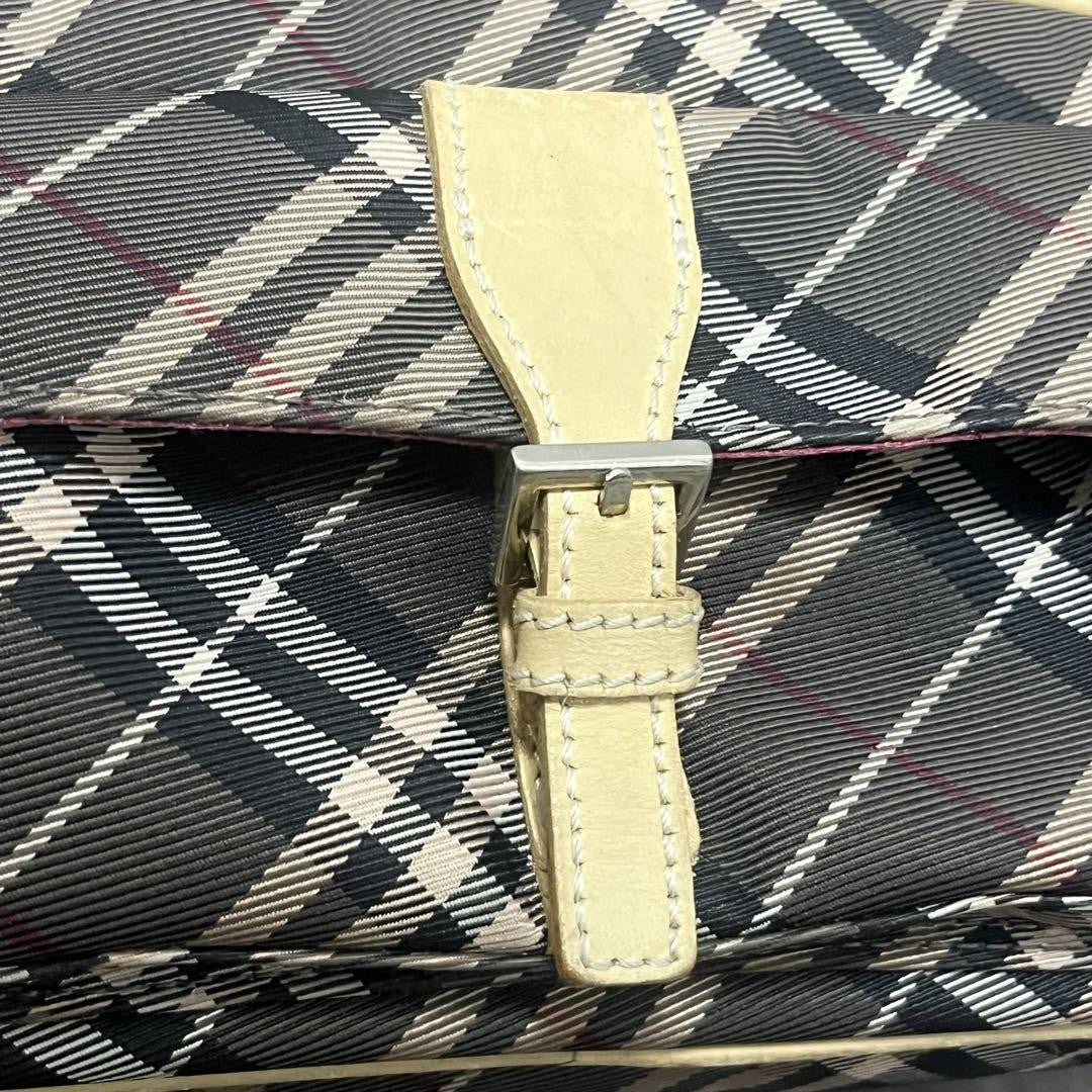 BURBERRY BLUE LABEL Shoulder Bag Purse Nova Check Gray Pink Authentic