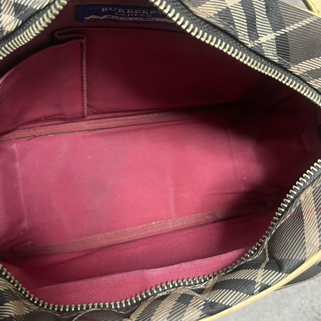 BURBERRY BLUE LABEL Shoulder Bag Purse Nova Check Gray Pink Authentic