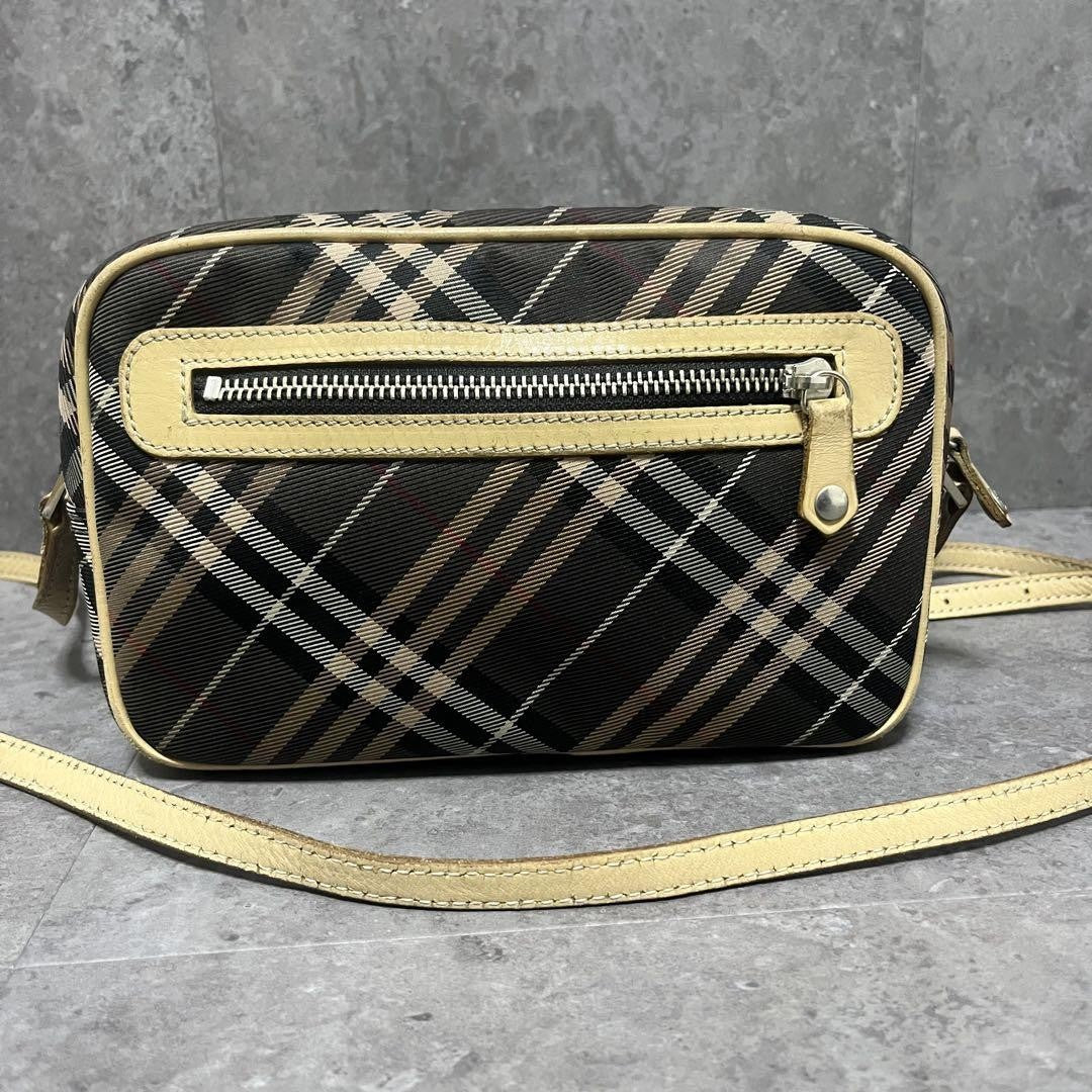 BURBERRY BLUE LABEL Shoulder Bag Purse Nova Check Gray Pink Authentic