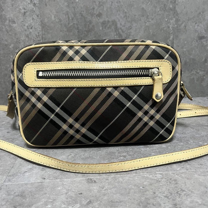 BURBERRY BLUE LABEL Shoulder Bag Purse Nova Check Gray Pink Authentic