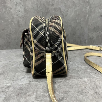 BURBERRY BLUE LABEL Shoulder Bag Purse Nova Check Gray Pink Authentic