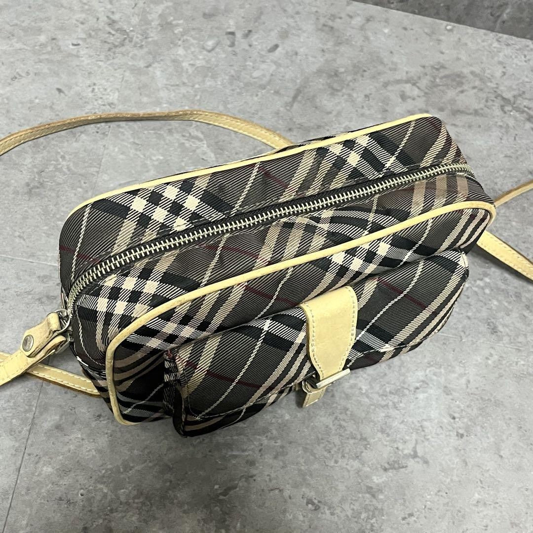 BURBERRY BLUE LABEL Shoulder Bag Purse Nova Check Gray Pink Authentic