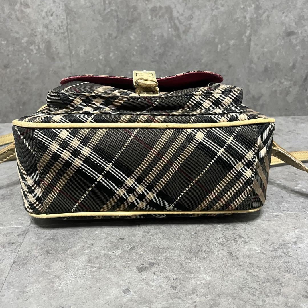 BURBERRY BLUE LABEL Shoulder Bag Purse Nova Check Gray Pink Authentic