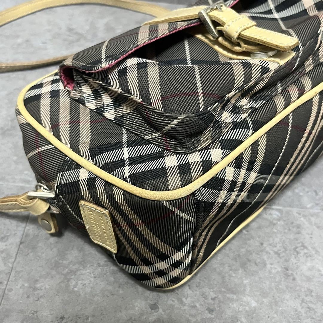 BURBERRY BLUE LABEL Shoulder Bag Purse Nova Check Gray Pink Authentic
