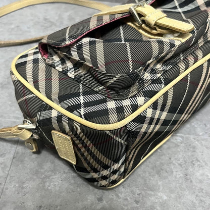 BURBERRY BLUE LABEL Shoulder Bag Purse Nova Check Gray Pink Authentic