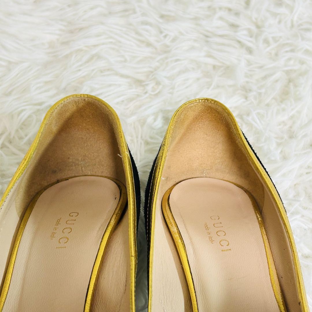 GUCCI Shoes Pumps Heel EU 36.5 US 6.5 Suede Black Authentic