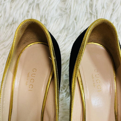 GUCCI Shoes Pumps Heel EU 36.5 US 6.5 Suede Black Authentic