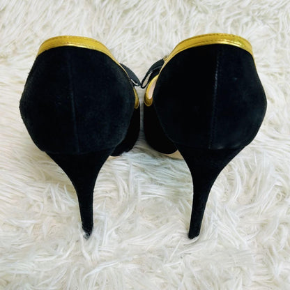 GUCCI Shoes Pumps Heel EU 36.5 US 6.5 Suede Black Authentic