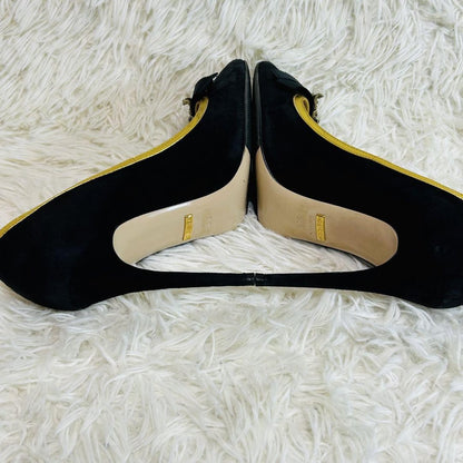 GUCCI Shoes Pumps Heel EU 36.5 US 6.5 Suede Black Authentic