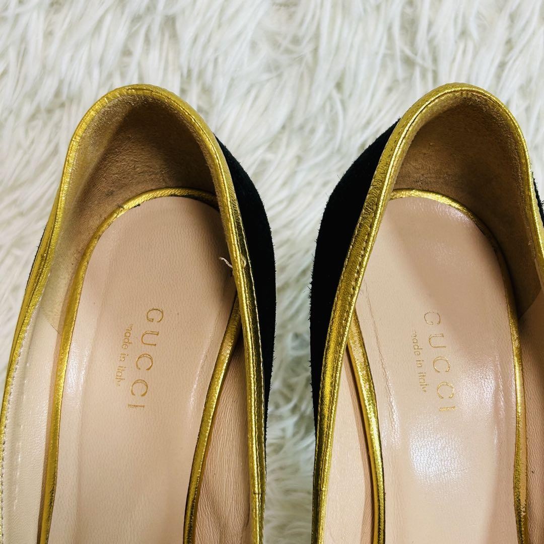 GUCCI Shoes Pumps Heel EU 36.5 US 6.5 Suede Black Authentic