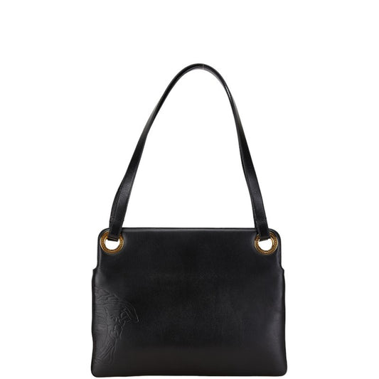 VERSACE Hand Bag Tote Purse Medusa Leather Black Authentic