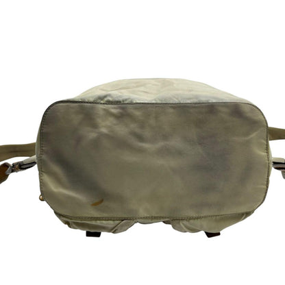 PRADA Bag Backpack Purse  Logo Nylon Leather Beige Authentic