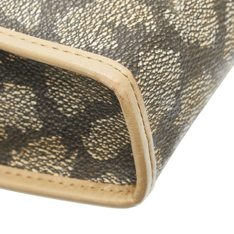 Saint Laurent Clutch Bag Second Bag YSL Cassandra PVC Leather Brown Beige Auth