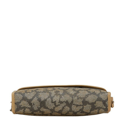 Saint Laurent Clutch Bag Second Bag YSL Cassandra PVC Leather Brown Beige Auth