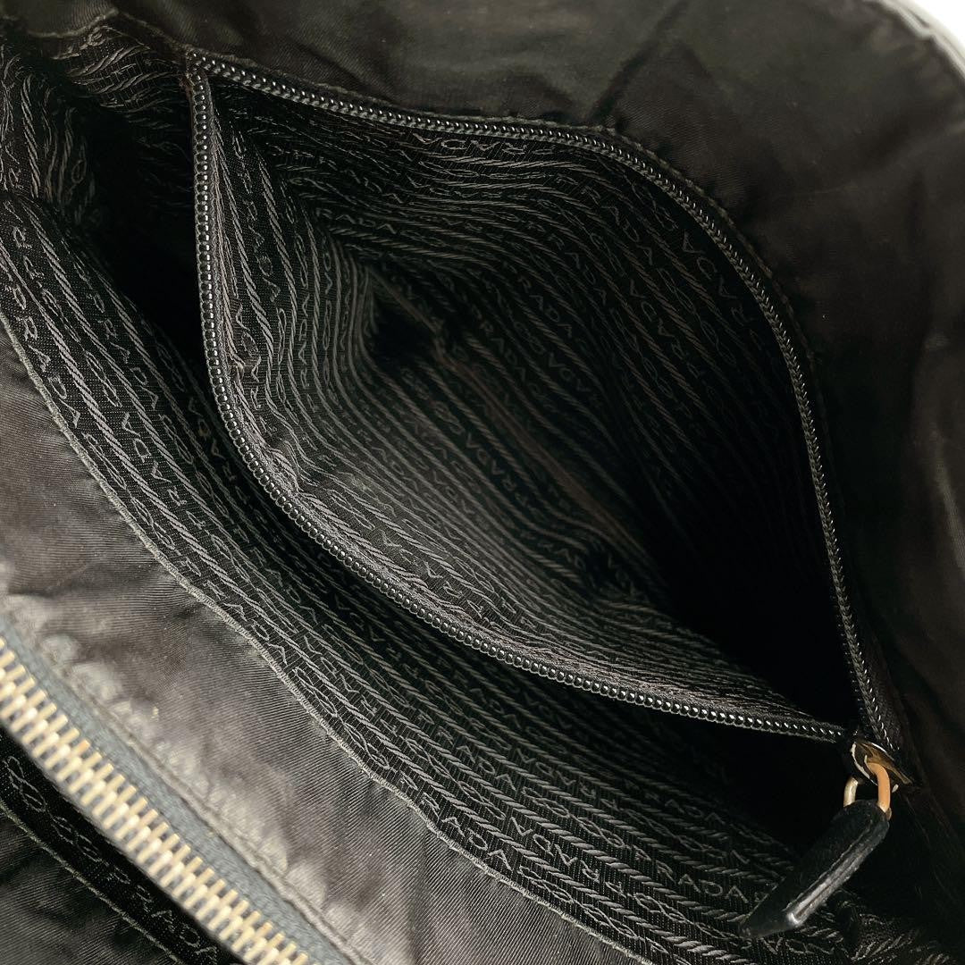 PRADA Bag Logo Hand Tote Purse Leather Black Vintage Authentic