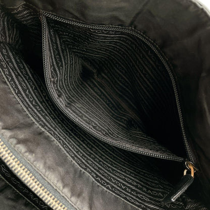 PRADA Bag Logo Hand Tote Purse Leather Black Vintage Authentic