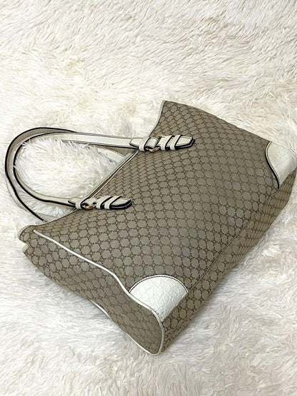 CELINE tote bag Purse Macadam  Canvas Leather Beige Women's Used Authentic