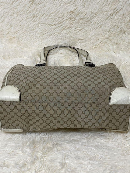 CELINE tote bag Purse Macadam  Canvas Leather Beige Women's Used Authentic