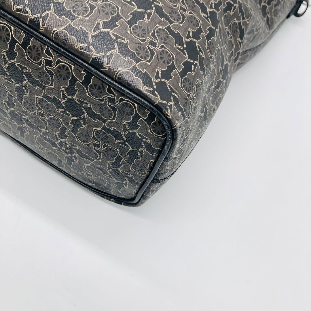 CELINE tote bag Purse Horse carriage Leather convertible Authentic Used Women's