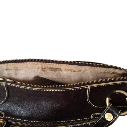 CELINE handbag Purse Triomphe Mini Boston Bag Leather Brown Women's Authentic