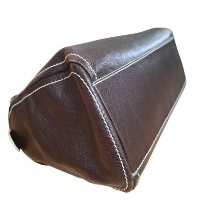 CELINE handbag Purse Triomphe Mini Boston Bag Leather Brown Women's Authentic