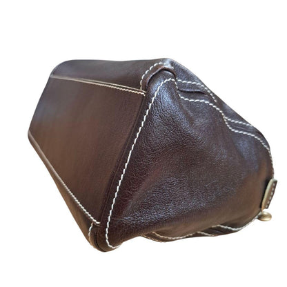 CELINE handbag Purse Triomphe Mini Boston Bag Leather Brown Women's Authentic