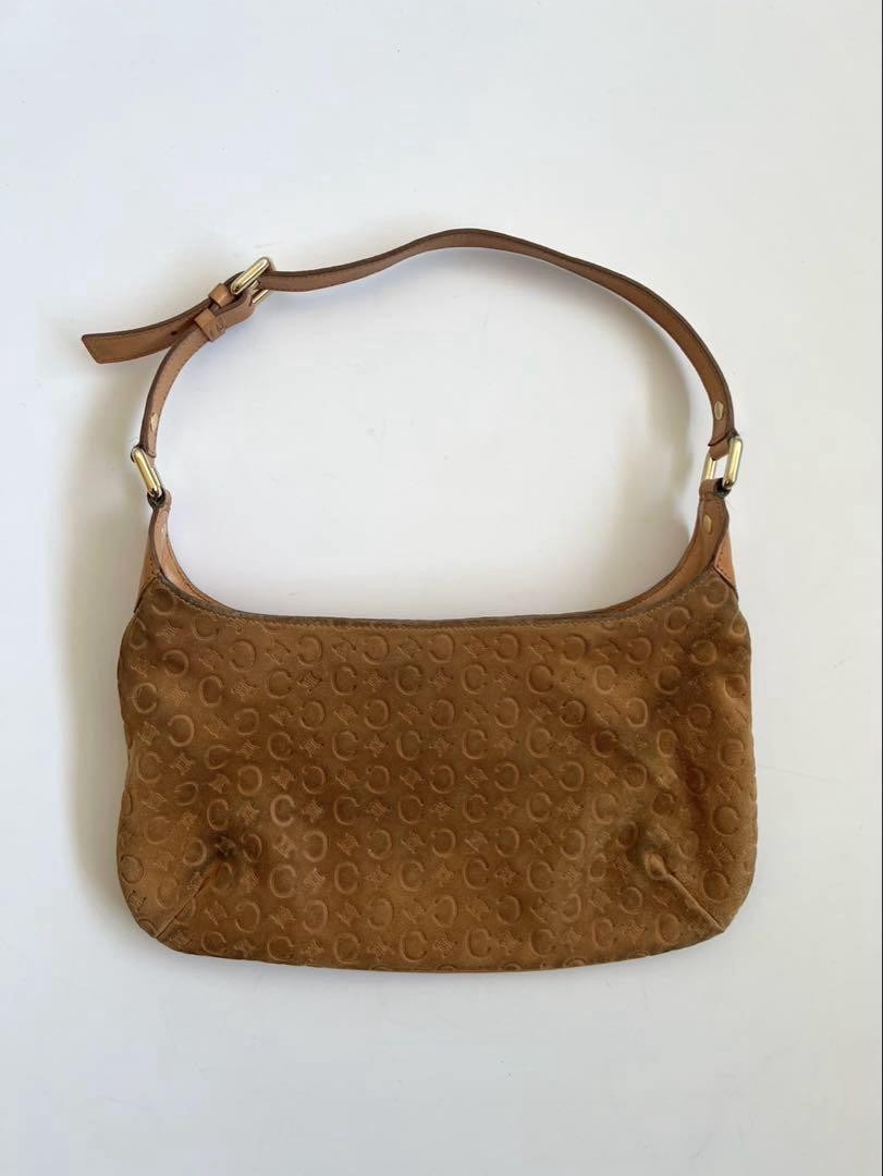 CELINE shoulder bag Purse Macadam Suede Camel Authentic Used Women's