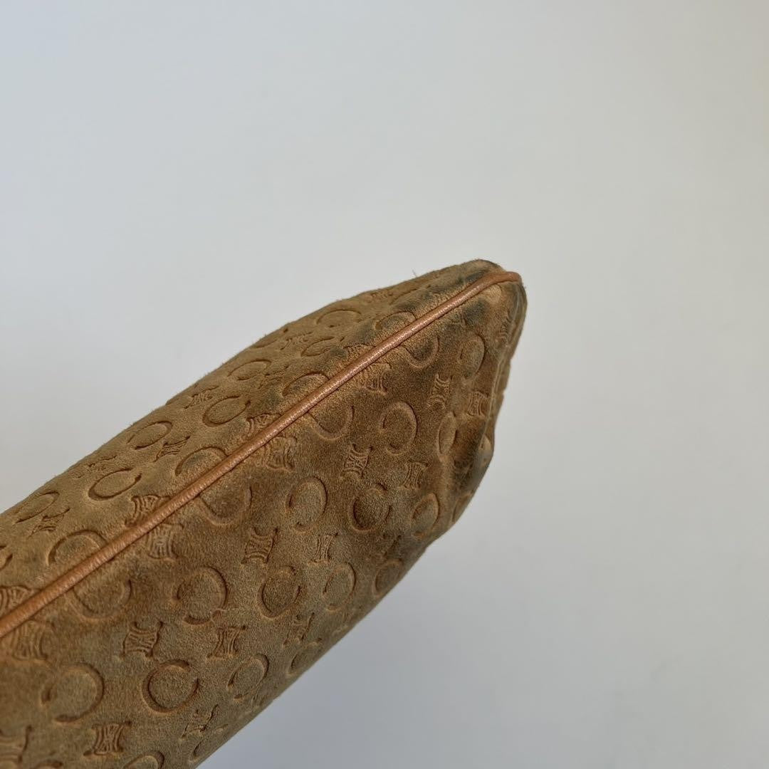 CELINE shoulder bag Purse Macadam Suede Camel Authentic Used Women's
