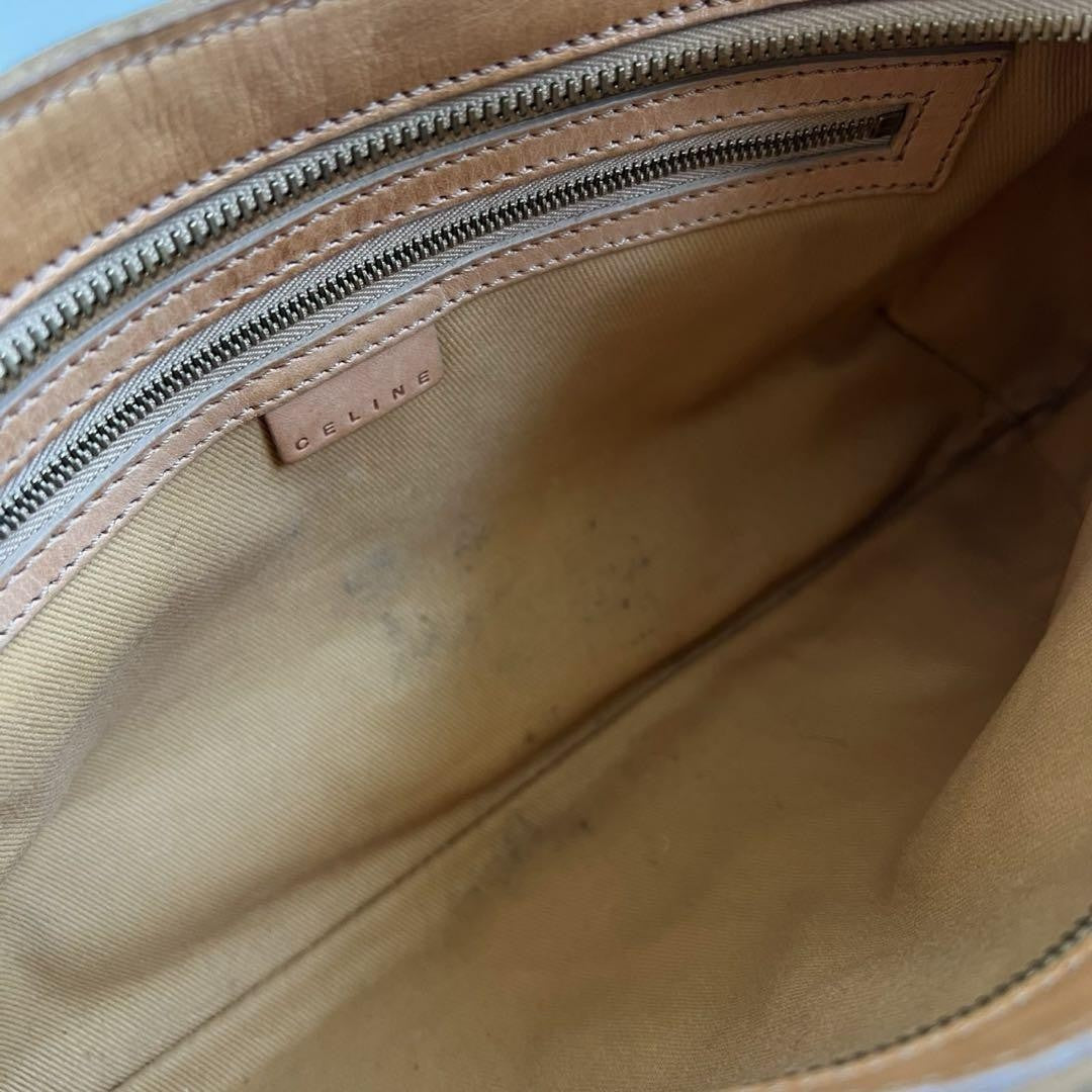 CELINE shoulder bag Purse Macadam Suede Camel Authentic Used Women's