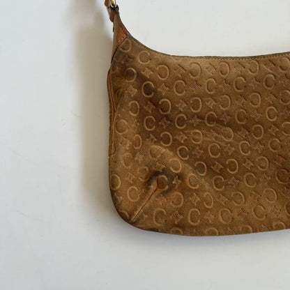 CELINE shoulder bag Purse Macadam Suede Camel Authentic Used Women's