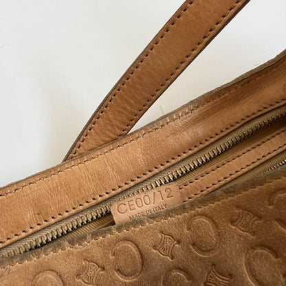 CELINE shoulder bag Purse Macadam Suede Camel Authentic Used Women's